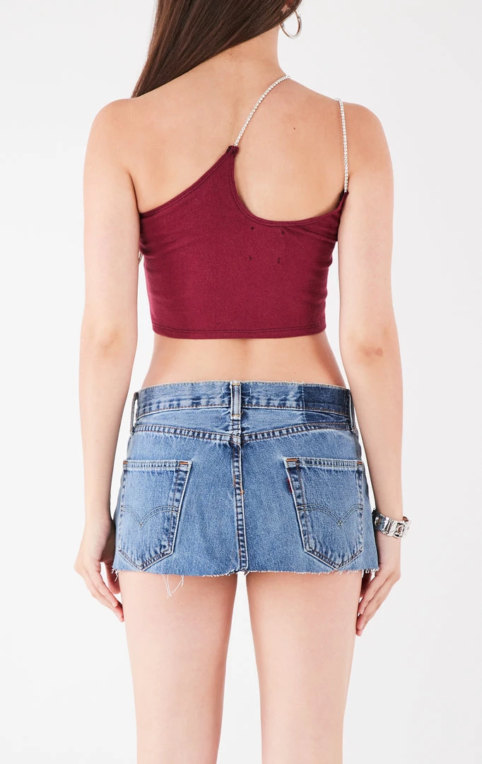 FURST OF A KIND VINTAGE ONE SHOULDER DOUBLE RHINESTONE STRAP TANK 4 FURST OF A KIND VINTAGE ONE SHOULDER DOUBLE RHINESTONE STRAP TANK