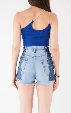 FURST OF A KIND VINTAGE ONE SHOULDER DOUBLE RHINESTONE STRAP TANK