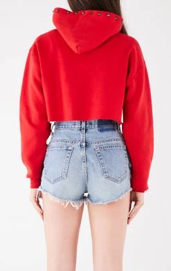 FURST OF A KIND VINTAGE RIPPED STUDDED HOOD CROPPED HOODIE