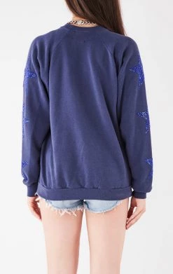 FURST OF A KIND VINTAGE COLLEGE VINTAGE BLUE STAR PATCH SWEATSHIRT