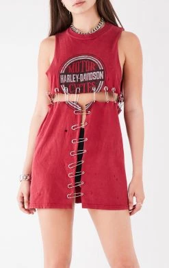 FURST OF A KIND VINTAGE SAFETY PIN LADDER FRONT SLEEVELESS TEE