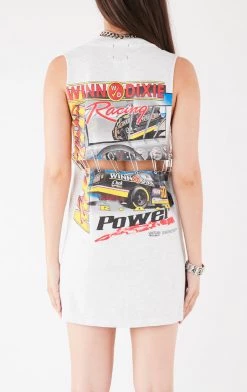 FURST OF A KIND VINTAGE PINS VINTAGE SAFETY PIN LADDER FRONT SLEEVELESS TEE