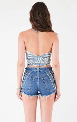 FURST OF A KIND VINTAGE HAWAIIAN TIE NECK WRAP TOP FESTIVAL