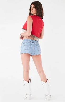 FURST OF A KIND ASYMMETRICAL RHINESTONE FRINGE SLEEVELESS CROP TEE VINTAGE DRINKS 7 FURST OF A KIND ASYMMETRICAL RHINESTONE FRINGE SLEEVELESS CROP TEE VINTAGE DRINKS