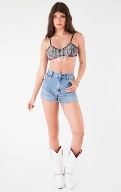 FURST OF A KIND VINTAGE RHINESTONE FRINGE BRA TOP