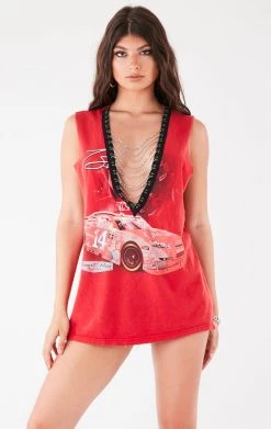 FURST OF A KIND VINTAGE CHAINS VINTAGE DEEP V CHAIN SLEEVELESS TEE