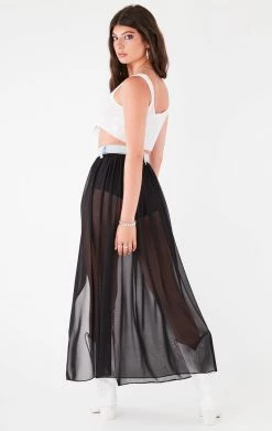 FURST OF A KIND FESTIVAL VINTAGE DENIM WAISTBAND SHEER MAXI WRAP