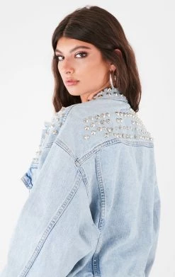 FURST OF A KIND VINTAGE ALLOVER SPIKE STUD DENIM JACKET
