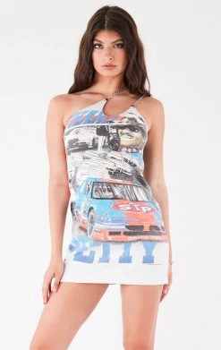 FURST OF A KIND VINTAGE ONE SHOULDER DOUBLE CHAIN STRAP DRESS