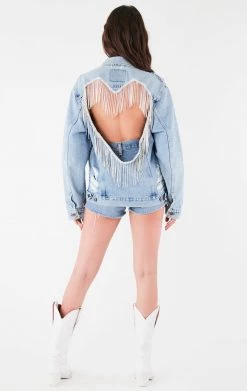 FURST OF A KIND FESTIVAL VINTAGE RHINESTONE FRINGE HEART CUTOUT DENIM JACKET 9 FURST OF A KIND FESTIVAL VINTAGE RHINESTONE FRINGE HEART CUTOUT DENIM JACKET
