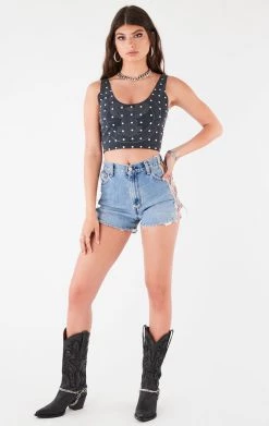 FURST OF A KIND VINTAGE ALLOVER RHINESTONE TANK FESTIVAL