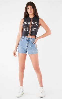 FURST OF A KIND VINTAGE CHAIN LACE UP SLEEVELESS TEE