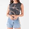 FURST OF A KIND VINTAGE CURVED SAFETY PIN CROPPED SLEEVELESS TEE FESTIVAL