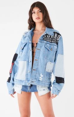 FURST OF A KIND VINTAGE PATCHWORK STUDDED DENIM JACKET FESTIVAL