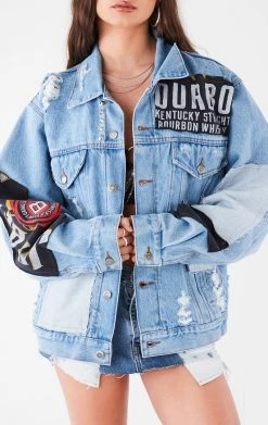 FURST OF A KIND VINTAGE PATCHWORK STUDDED DENIM JACKET FESTIVAL 9 FURST OF A KIND VINTAGE PATCHWORK STUDDED DENIM JACKET FESTIVAL