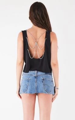FURST OF A KIND VINTAGE CHAIN OVERLAY CUTOUT BACK SLEEVELESS TEE