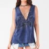 FURST OF A KIND VINTAGE CRISS CROSS RHINESTONE SLEEVELESS TEE
