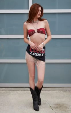 FURST OF A KIND VINTAGE DRINKS VINTAGE RHINESTONE FRINGE SKIRT