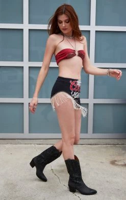 FURST OF A KIND VINTAGE DRINKS VINTAGE RHINESTONE FRINGE SKIRT