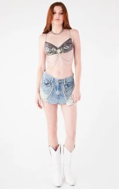 FURST OF A KIND VINTAGE WATERFALL CHAIN MICRO MINI DENIM SKIRT 9 FURST OF A KIND VINTAGE WATERFALL CHAIN MICRO MINI DENIM SKIRT