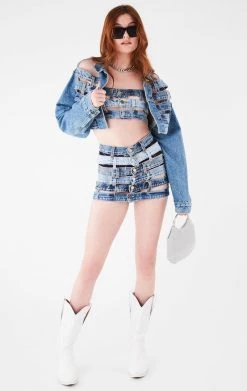 FURST OF A KIND FESTIVAL VINTAGE MULTI WAISTBAND DENIM BANDEAU