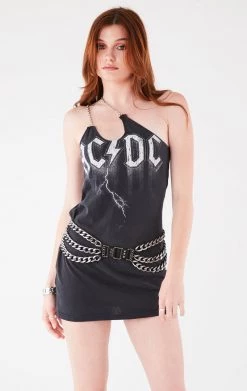 FURST OF A KIND VINTAGE ONE SHOULDER DOUBLE CHAIN STRAP DRESS