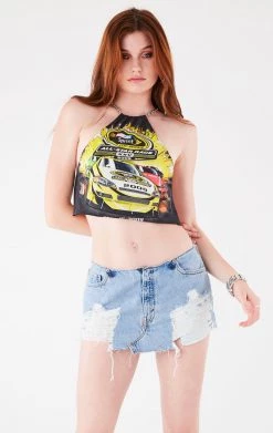 FURST OF A KIND VINTAGE HALTER NECK WATERFALL CHAIN BACK TOP