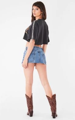 FURST OF A KIND VINTAGE RHINESTONE FRINGE SLEEVE CROP TEE VINTAGE DRINKS 7 FURST OF A KIND VINTAGE RHINESTONE FRINGE SLEEVE CROP TEE VINTAGE DRINKS