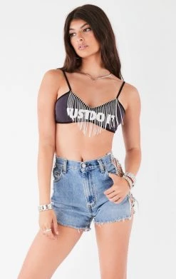 FURST OF A KIND VINTAGE RHINESTONE FRINGE BRA TOP