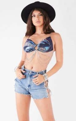 FURST OF A KIND VINTAGE CHAINS VINTAGE WATERFALL CHAIN BRA TOP