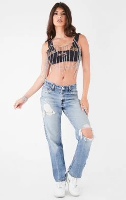 FURST OF A KIND VINTAGE CROPPED TANK WITH BODY CHAIN