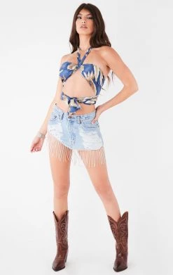 FURST OF A KIND VINTAGE HAWAIIAN TIE NECK WRAP TOP FESTIVAL