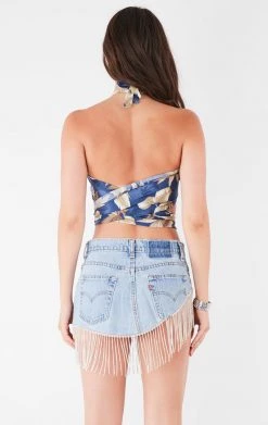 FURST OF A KIND VINTAGE HAWAIIAN TIE NECK WRAP TOP FESTIVAL