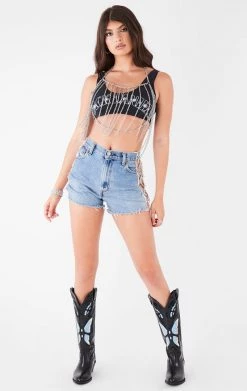 FURST OF A KIND FESTIVAL VINTAGE CROPPED TANK WITH BODY CHAIN