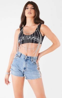 FURST OF A KIND FESTIVAL VINTAGE CROPPED TANK WITH BODY CHAIN