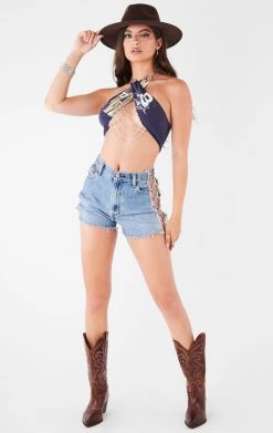 FURST OF A KIND VINTAGE CHAIN NECK WRAP TOP WITH DRAPE CHAIN FESTIVAL