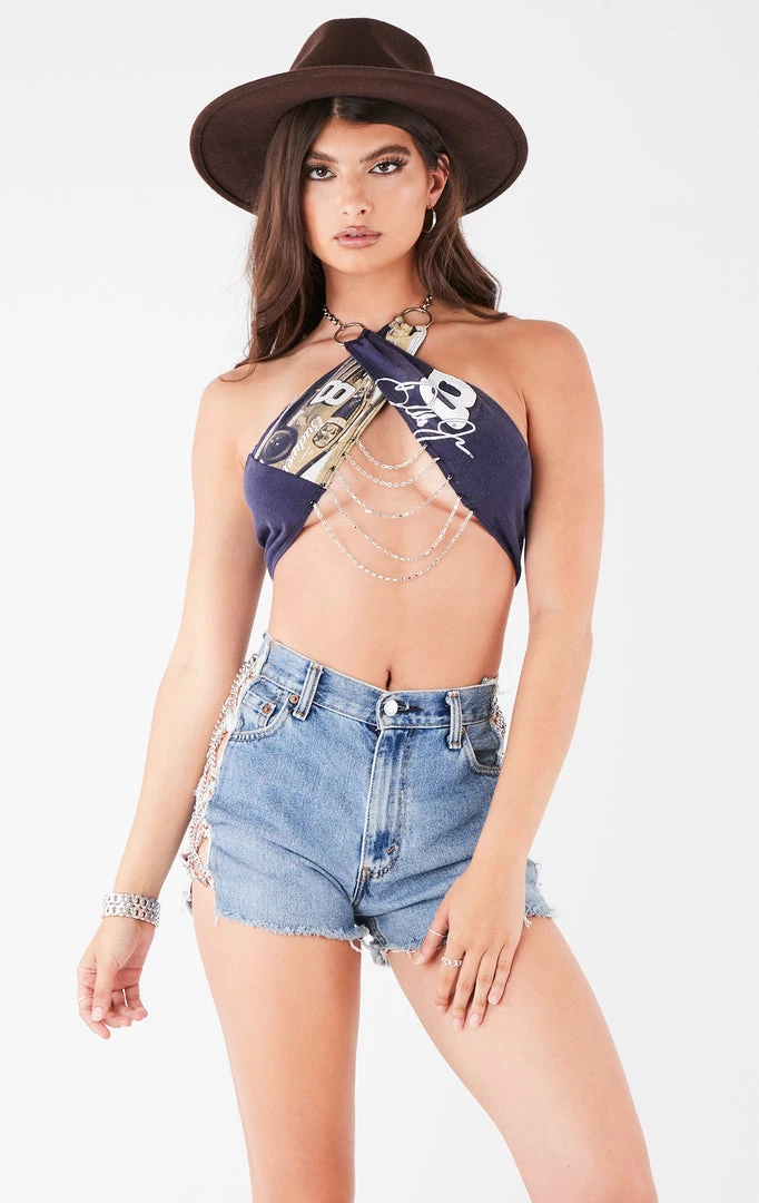 FURST OF A KIND VINTAGE CHAIN NECK WRAP TOP WITH DRAPE CHAIN FESTIVAL 4 FURST OF A KIND VINTAGE CHAIN NECK WRAP TOP WITH DRAPE CHAIN FESTIVAL