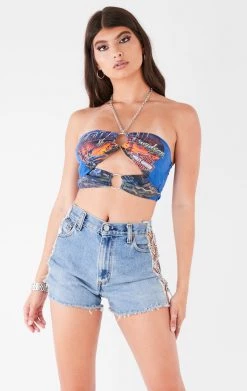 FURST OF A KIND VINTAGE CHAINS VINTAGE CUT OUT CHAIN HALTER TOP