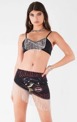FURST OF A KIND VINTAGE RHINESTONE FRINGE BRA TOP AND SKIRT SET FESTIVAL