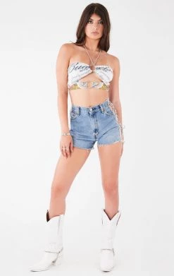 FURST OF A KIND VINTAGE CHAINS VINTAGE CUT OUT CHAIN HALTER TOP