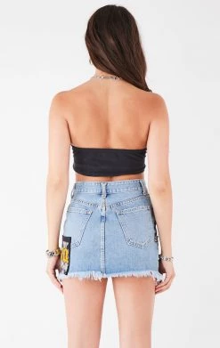 FURST OF A KIND VINTAGE PATCHWORK STUDDED DENIM SKIRT FESTIVAL