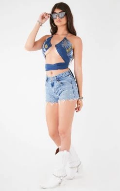 FURST OF A KIND VINTAGE CHAIN NECK WRAP TOP