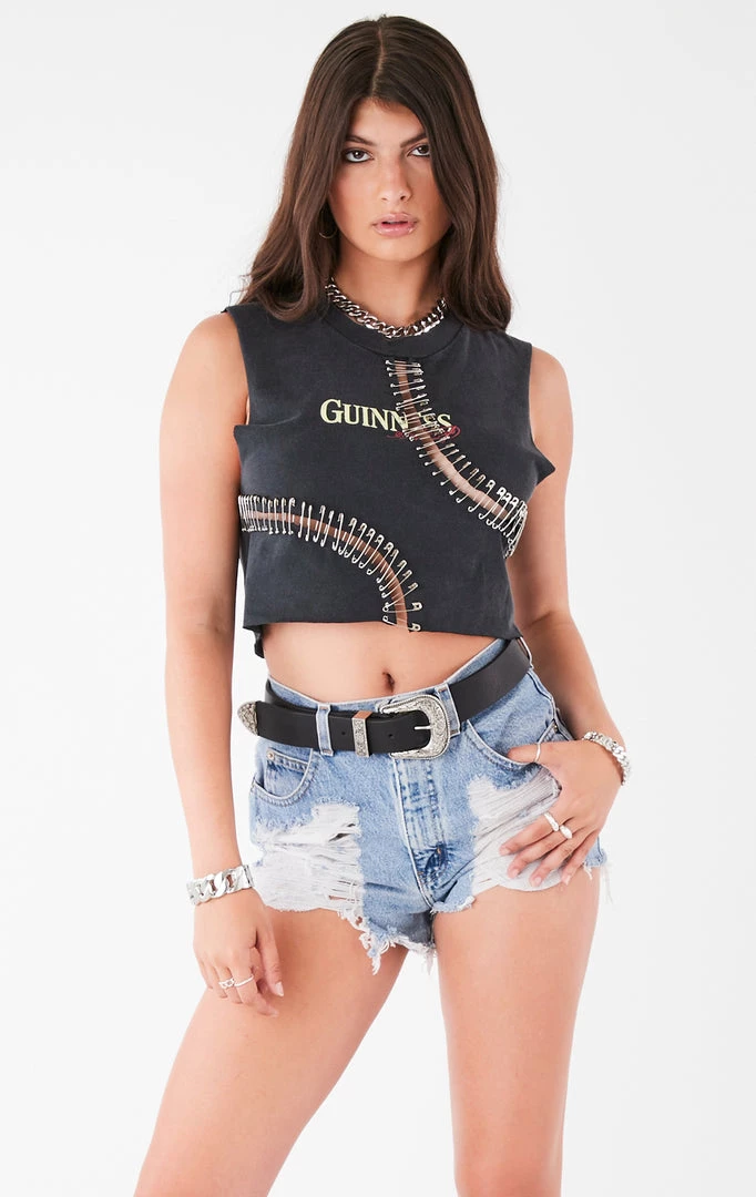 FURST OF A KIND VINTAGE CURVED SAFETY PIN CROPPED SLEEVELESS TEE 3 FURST OF A KIND VINTAGE CURVED SAFETY PIN CROPPED SLEEVELESS TEE