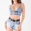 FURST OF A KIND VINTAGE DOUBLE DENIM WAISTBAND BRA TOP
