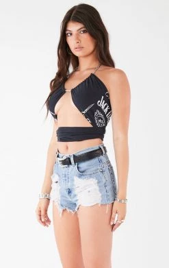 FURST OF A KIND VINTAGE CHAIN NECK WRAP TOP FESTIVAL