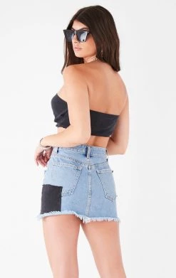 FURST OF A KIND FESTIVAL VINTAGE PATCHWORK STUDDED DENIM SKIRT