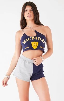 FURST OF A KIND VINTAGE ONE SHOULDER DOUBLE CHAIN SHORT SET