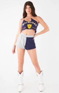 FURST OF A KIND VINTAGE ONE SHOULDER DOUBLE CHAIN SHORT SET