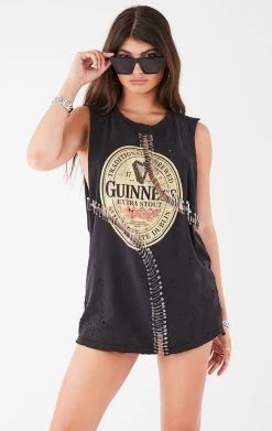 FURST OF A KIND FESTIVAL VINTAGE CURVED SAFETY PIN SLEEVELESS TEE
