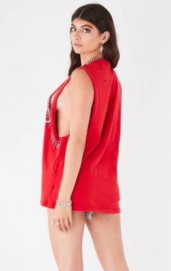 FURST OF A KIND VINTAGE PINS VINTAGE SAFETY PIN SLEEVELESS TEE